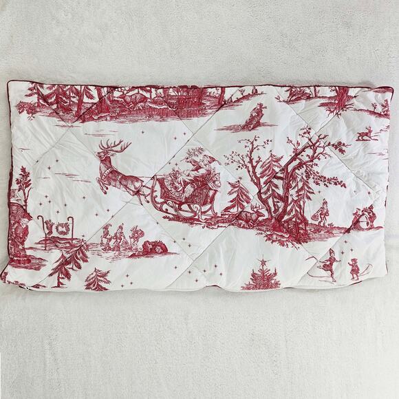 2 Pottery Barn Santa Santa toile reversible king pillow Covers - Picture 2 of 4